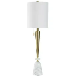 Kirklands Home Gold Metal & Marble Tapered Buffet Lamp White