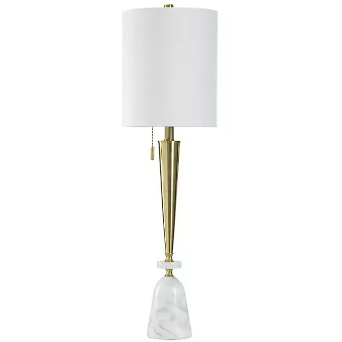 Kirklands Home Gold Metal & Marble Tapered Buffet Lamp White