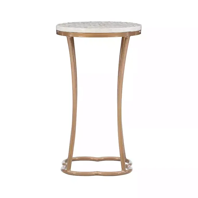 Outlet Kirklands Home Gold Metal and Capiz Shell Top Accent Table