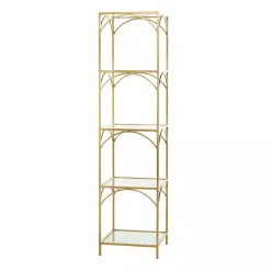 Sale Kirklands Home Metal and Clear Glass 4-Tier Shelf Gold