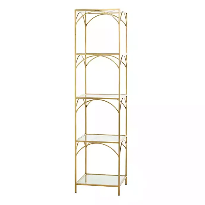 Sale Kirklands Home Metal and Clear Glass 4-Tier Shelf Gold