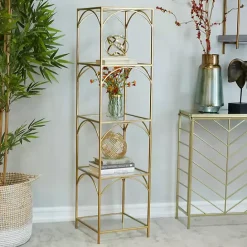 Sale Kirklands Home Metal and Clear Glass 4-Tier Shelf Gold