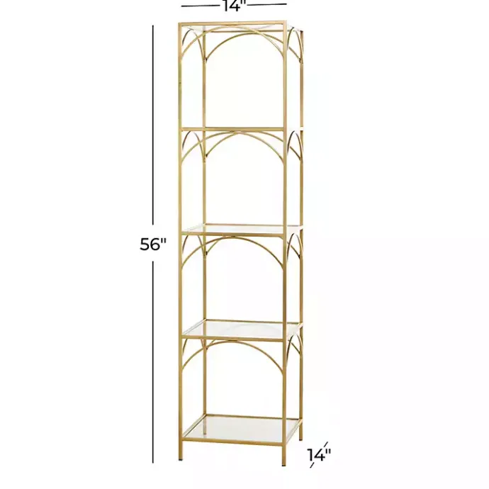 Sale Kirklands Home Metal and Clear Glass 4-Tier Shelf Gold