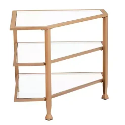 Hot Kirklands Home Metal and Glass Corner TV Stand Gold