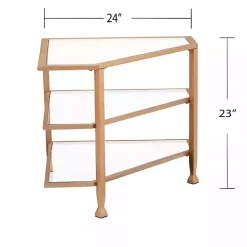 Hot Kirklands Home Metal and Glass Corner TV Stand Gold