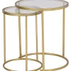 Sale Kirklands Home Gold Metal and Glass Nesting 2-pc Accent Table Set