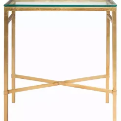 Best Kirklands Home Gold Metal and Glass Side Table