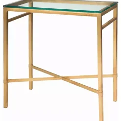 Best Kirklands Home Gold Metal and Glass Side Table