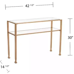 Discount Kirklands Home Metal and Tempered Glass Console Table Gold