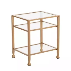 Outlet Kirklands Home Metal and Tempered Glass Side Table Gold