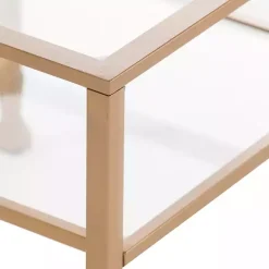 Outlet Kirklands Home Metal and Tempered Glass Side Table Gold