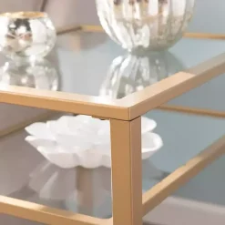 Outlet Kirklands Home Metal and Tempered Glass Side Table Gold