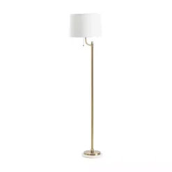 Sale Kirklands Home Gold Metal and Marble Base Floor Lamp White