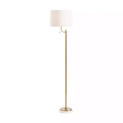 Sale Kirklands Home Gold Metal and Marble Base Floor Lamp White