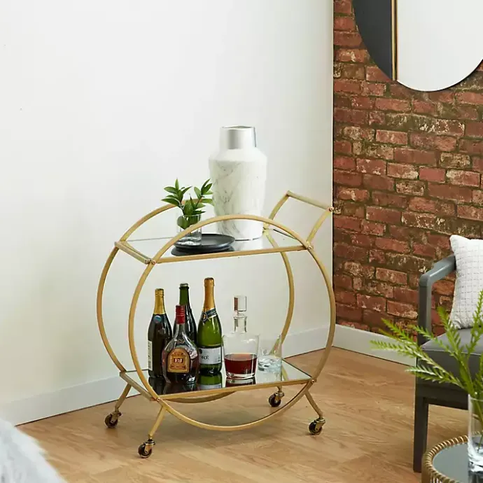 Best Kirklands Home Gold Metal Circular Bar Cart