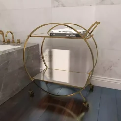 Best Kirklands Home Gold Metal Circular Bar Cart