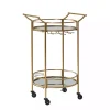 Clearance Kirklands Home Gold Metal Frame Bar Cart with Mirrored Shelves