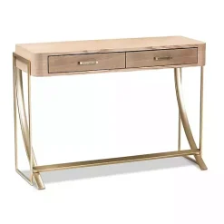 Kirklands Home Gold Metal Frame Two-Drawer Console Table