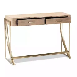 Kirklands Home Gold Metal Frame Two-Drawer Console Table