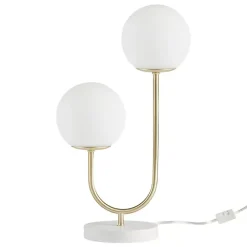 Clearance Kirklands Home Gold Metal 2-Light Zusa Modern Table Lamp White