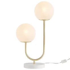 Clearance Kirklands Home Gold Metal 2-Light Zusa Modern Table Lamp White