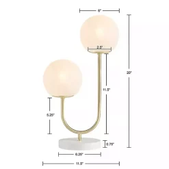 Clearance Kirklands Home Gold Metal 2-Light Zusa Modern Table Lamp White