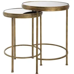 Best Kirklands Home Metal Mirror Top 2-pc. Nesting Side Table Set Gold