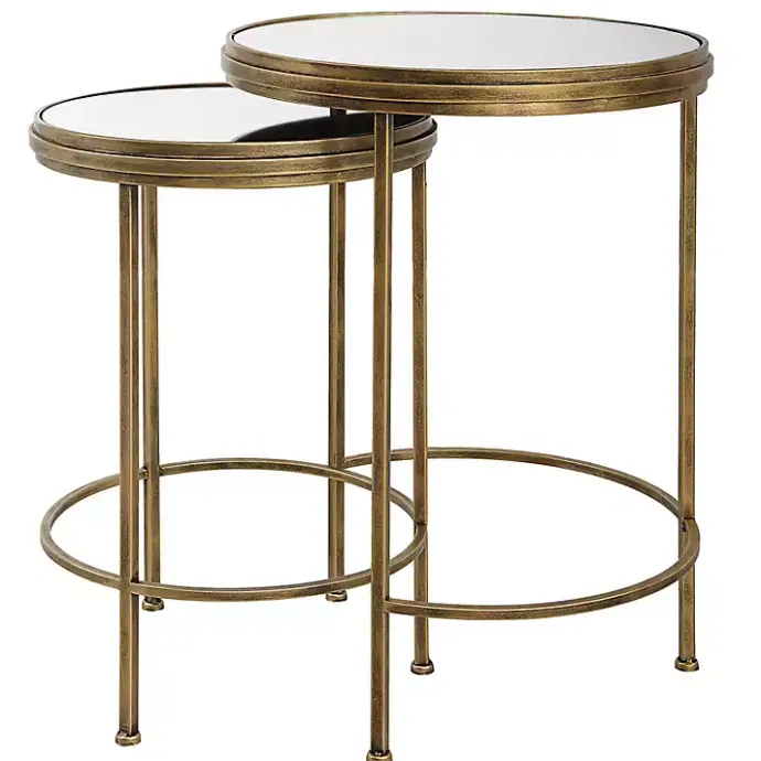 Best Kirklands Home Metal Mirror Top 2-pc. Nesting Side Table Set Gold