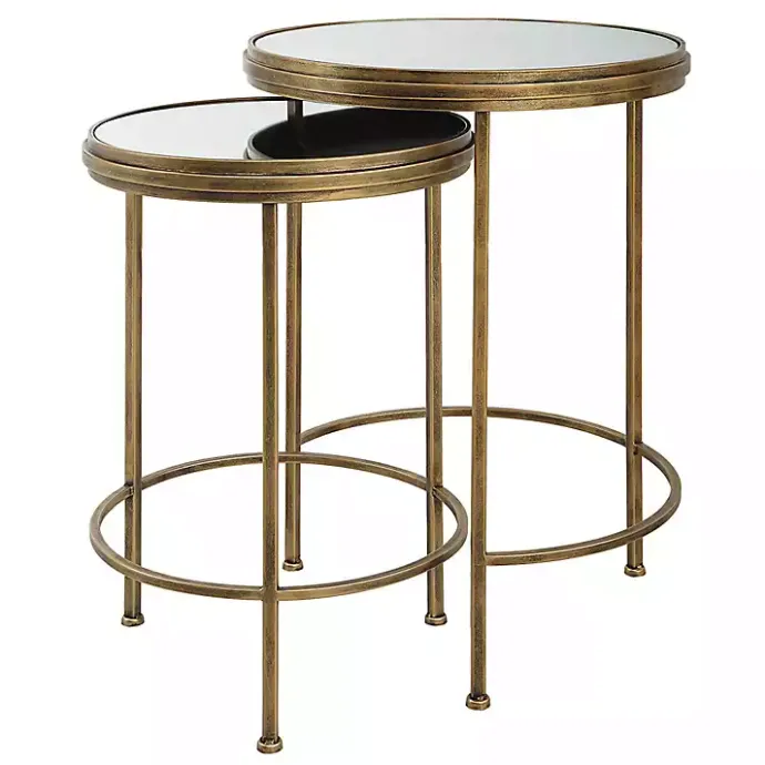 Best Kirklands Home Metal Mirror Top 2-pc. Nesting Side Table Set Gold