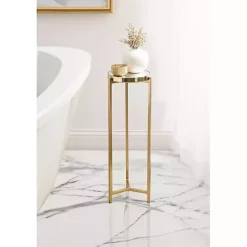 Clearance Kirklands Home Metal Mirrored Tabletop Aguilar Drink Table Gold
