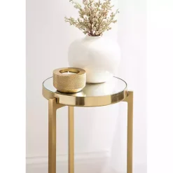 Clearance Kirklands Home Metal Mirrored Tabletop Aguilar Drink Table Gold