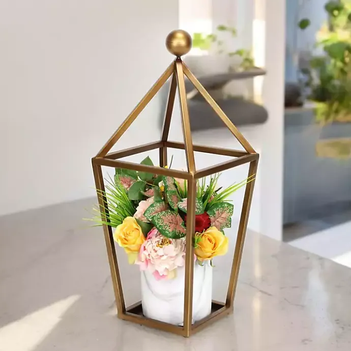 Best Kirklands Home Metal Pyramid Top Lantern Gold