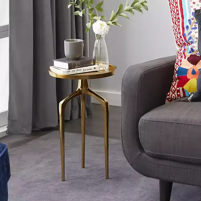 Online Kirklands Home Metal Round Tripod Accent Table Gold