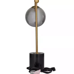 Discount Kirklands Home Gold Metal Smoked Glass Shade Table Lamp Gray