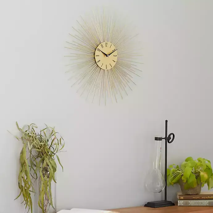 Best Kirklands Home Gold Metal Sunburst Wall Clock