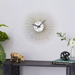 Best Kirklands Home Gold Metal Sunburst Wall Clock