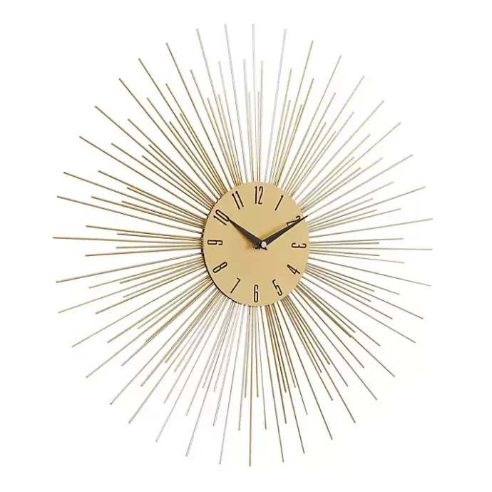 Best Kirklands Home Gold Metal Sunburst Wall Clock