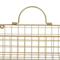 Clearance Kirklands Home Gold Metal Wire Cage Wall Baskets, Set of 2
