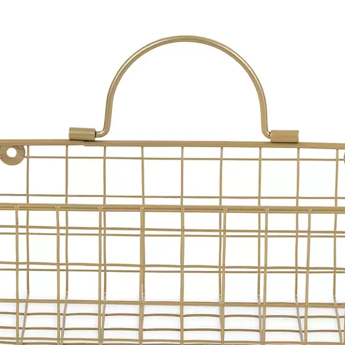 Clearance Kirklands Home Gold Metal Wire Cage Wall Baskets, Set of 2