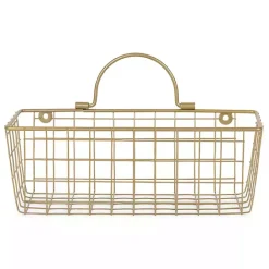 Clearance Kirklands Home Gold Metal Wire Cage Wall Baskets, Set of 2