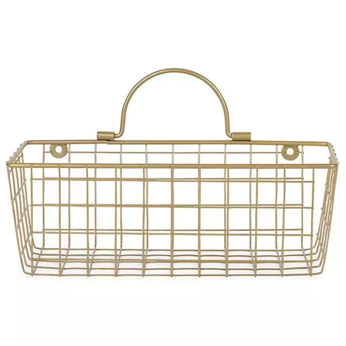 Clearance Kirklands Home Gold Metal Wire Cage Wall Baskets, Set of 2
