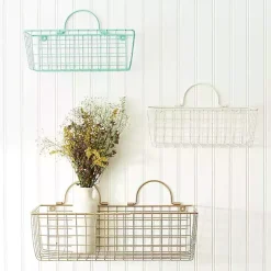 Clearance Kirklands Home Gold Metal Wire Cage Wall Baskets, Set of 2