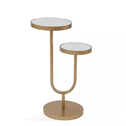 Kirklands Home Mirrored High-Low Accent Table Gold
