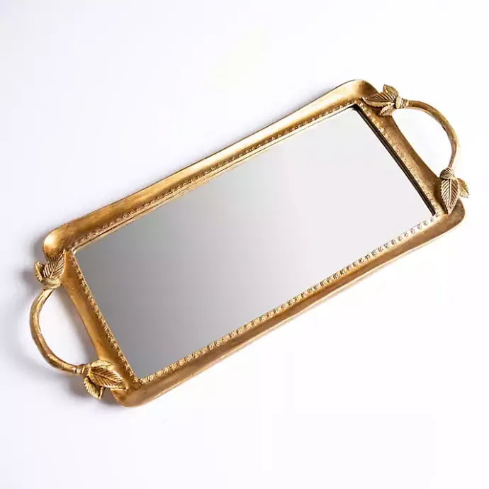 Sale Kirklands Home Mirrored Tray with Handles Gold