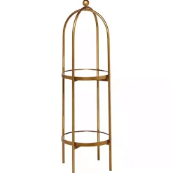 Best Kirklands Home Mirrored Two-Tier Cage Shelf Gold