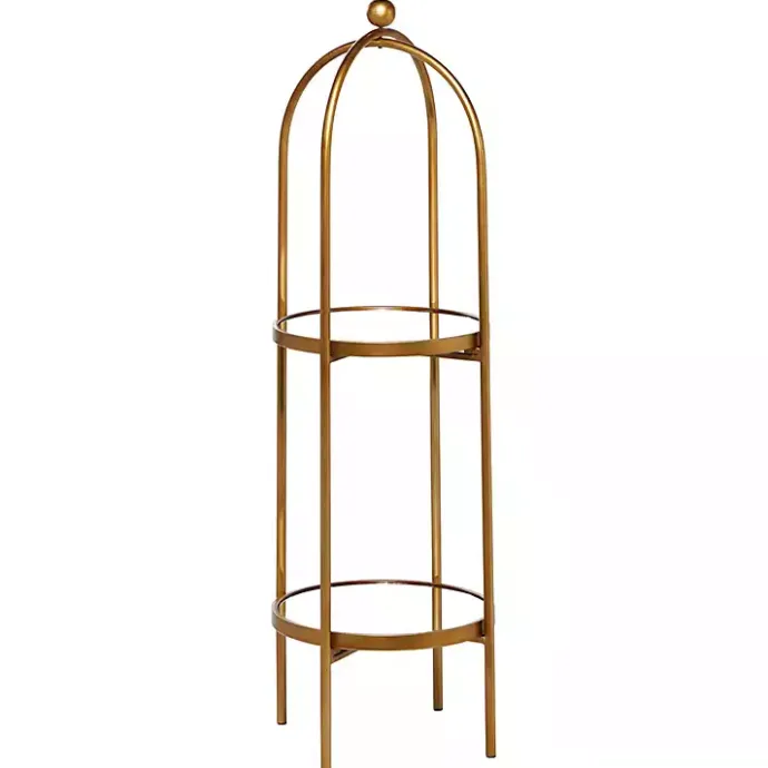 Best Kirklands Home Mirrored Two-Tier Cage Shelf Gold