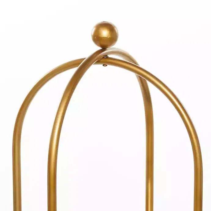 Best Kirklands Home Mirrored Two-Tier Cage Shelf Gold