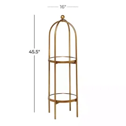 Best Kirklands Home Mirrored Two-Tier Cage Shelf Gold