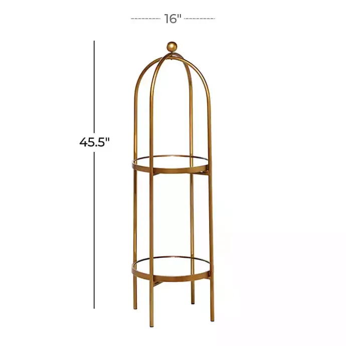 Best Kirklands Home Mirrored Two-Tier Cage Shelf Gold