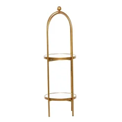 Best Kirklands Home Mirrored Two-Tier Cage Shelf Gold